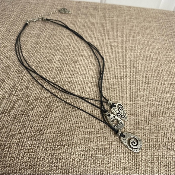 Silver Pendant Necklace Swirls Heart Ladybug Jewelry Hippe Boho Festival Spirit - Picture 1 of 7